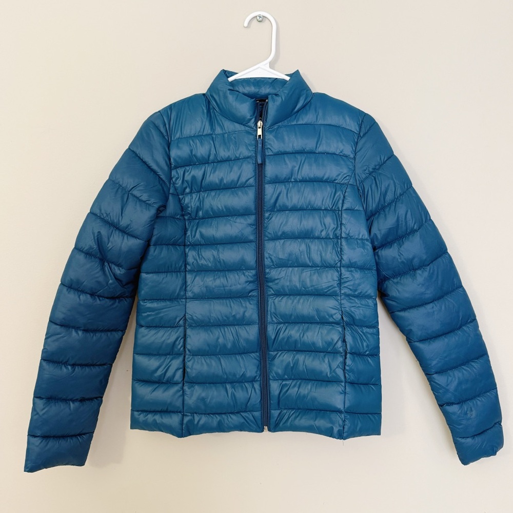 Women’s Blue Puffer Jacket, Lightweight Down Jacket - Small